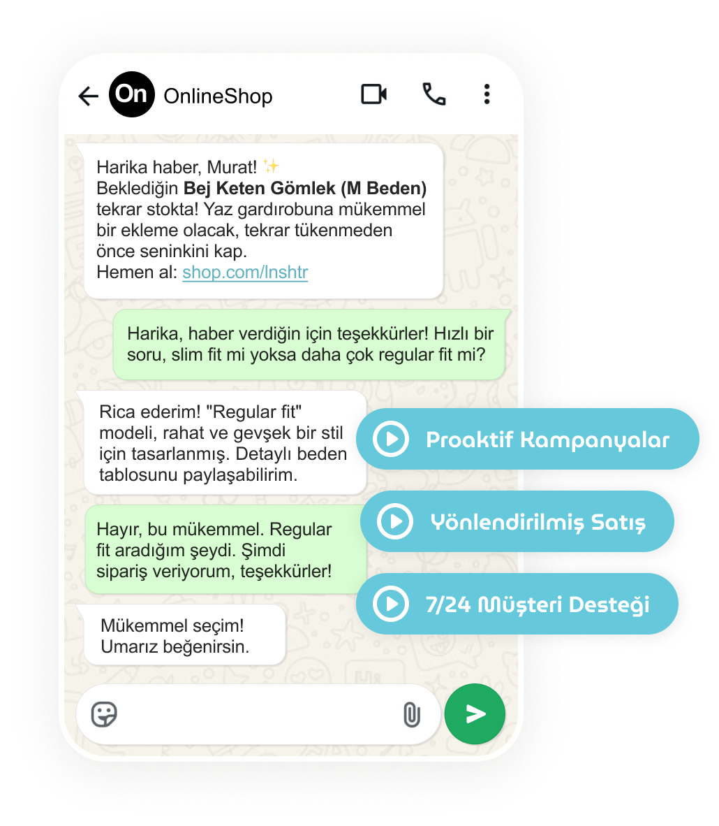 WhatsApp müşteri sohbeti görseli