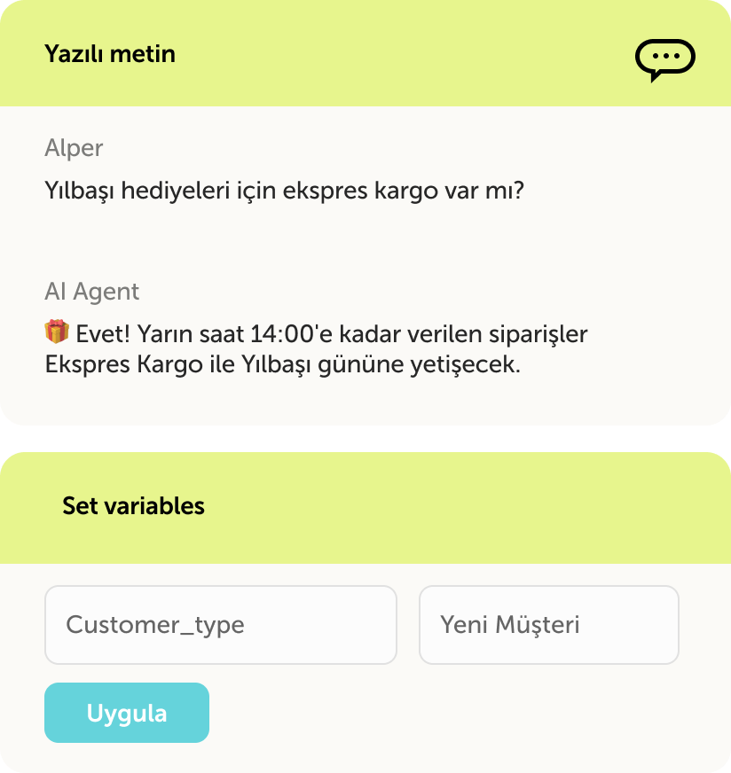 AI asistanınızı
test edin.