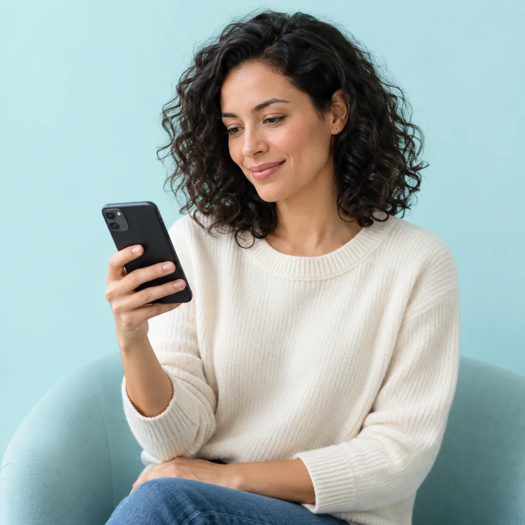 Telefonundan siparişini kontrol eden müşteri